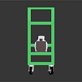 Green Metal Equipment Cart With Wheels And Top Mounted Mechanical Apparatus