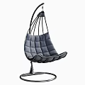Modern Comfortable Hanging Chair With Padded Fabric Seat And Curved Metal Frame Design