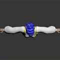 Woman With Blue Hair In White Long Sleeve Top And Yellow Suspenders Arms Outstretched