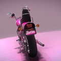 Pink Custom Motorcycle With Round Headlight Shiny Chrome And Black Leather Seat