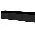 Modern TV Stand With Dark Wooden Finish And Striped Cabinet Design