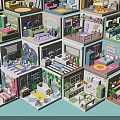 Colorful Miniature Interior Scene Models With Various Room Styles And Detailed Designs