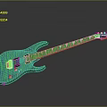 Green Electric Guitar With Wood Grain Body And Brown Neck Pickups Tuning Knobs
