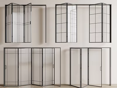 Modern Folding Glass Doors With Metal Frames In Different Styles 3d model