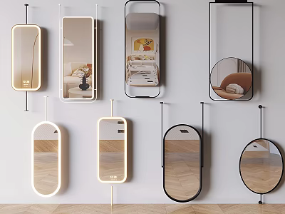 Modern Mirror Designs In Various Shapes For Home Wall Decoration Ideas 3d model