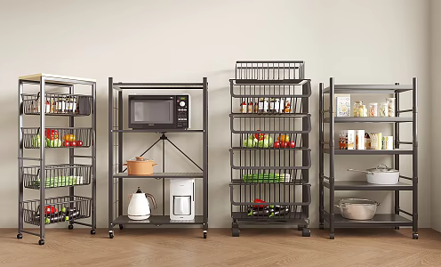 Modern Kitchen and Bathroom Storage Rack Shelf Kitchen Appliances Vegetables 3d model