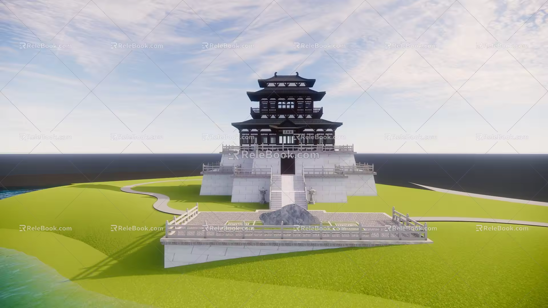 Chinese ancient building pavilion 3d model