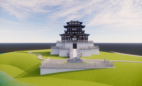 Chinese ancient building pavilion 3d model