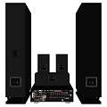 ENVENT Black Home Theater Sound System With Floorstanding Satellite Speakers Subwoofer And Amplifier