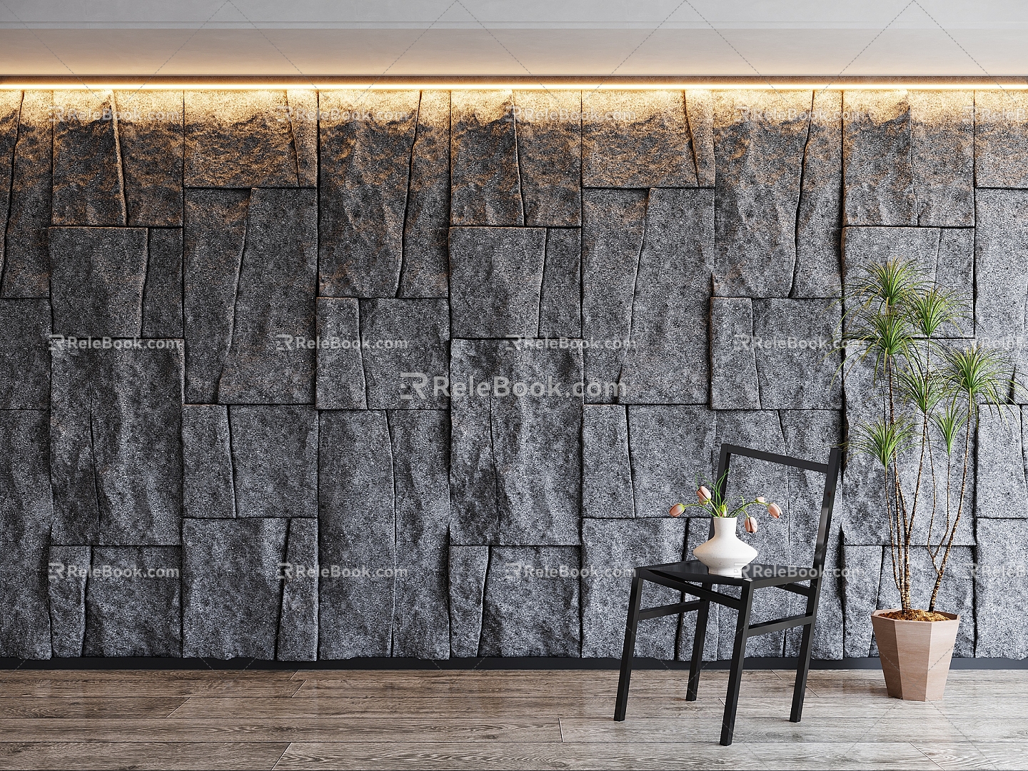 Modern background wall stone wall 3d model