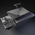 Modern White Square Washbasin on Wooden Countertop with Faucet Towel and Soap