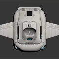 Futuristic Spacecraft With Satellite Antenna White Body And Blue Lights For Cosmic Exploration