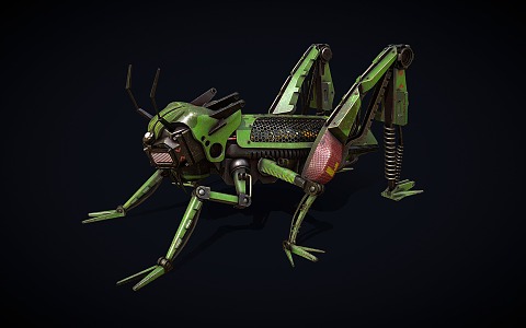 Mechanical grasshopper robot mechanical monster 3d model