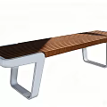 Modern Leisure Bench With Wooden Seat And Metal Frame Design
