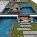Modern Concrete Detached Villa With Courtyard Swimming Pool And Large Windows