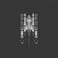 Futuristic Sci Fi Mechanical Creature With Four Legs Twin Cannons And Red Accents