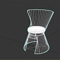 Modern Gray Leisure Chair with Curved Backrest Plaid Pattern Seat Cushion and Unique Base Design