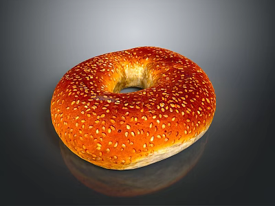 Golden Brown Sesame Seed Bagel With Crispy Surface And Fresh Texture 3d model