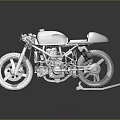 Vintage Silver Motorcycle With Round Headlight Single Seat Sleek Design And Reflection On Dark Surface