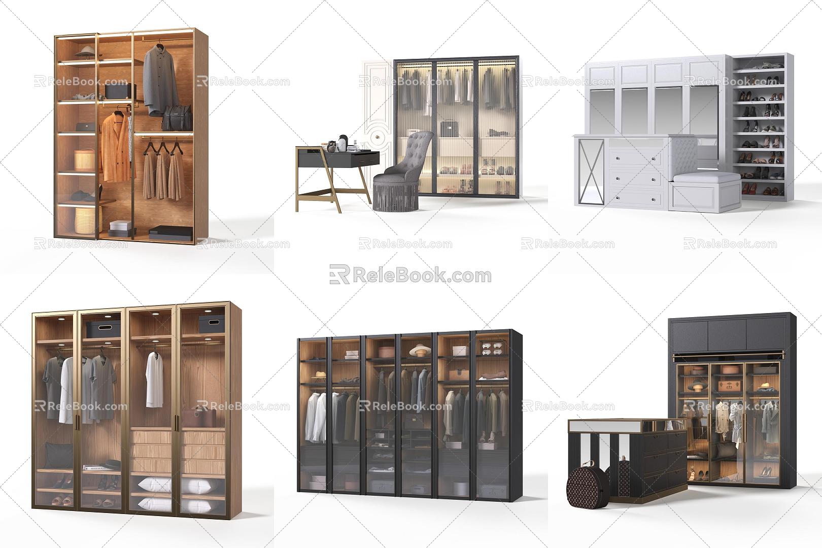 Modern wardrobe combination 3d model