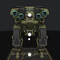 Smart Robot Model With Mechanical Design Tracked Legs And Multiple Green Eyes 3d model