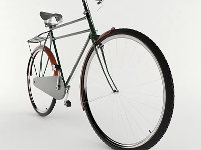 Vintage Style Bicycle With Large Wheels Black Seat And Metal Frame 3d model