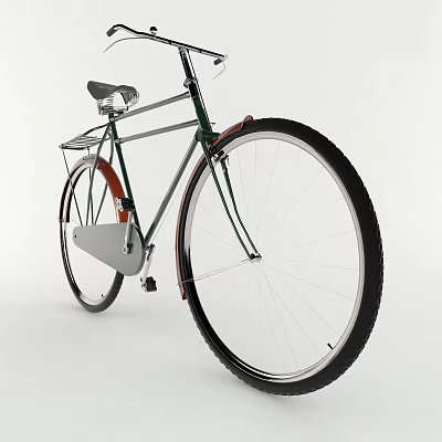 Vintage Style Bicycle With Large Wheels Black Seat And Metal Frame 3d model