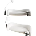 Modern White Sectional Sofa With Curved Design And Floor Lamp Side Table 3d model