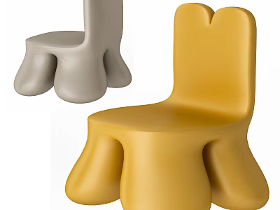Playful Kids Chair in Yellow and Gray with Rounded Smooth Design for Childrens Room 3d model