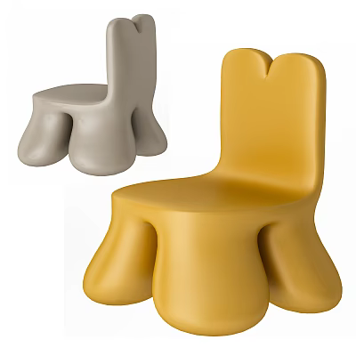 Playful Kids Chair in Yellow and Gray with Rounded Smooth Design for Childrens Room 3d model