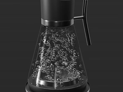 Transparent Glass Electric Kettle With Black Top And Bubbles Inside Daily Use Electrical Appliance 3d model