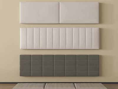 Upholstered Headboards With Different Patterns And Neutral Colors Displayed On Beige Wall 3d model