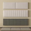 Upholstered Headboards With Different Patterns And Neutral Colors Displayed On Beige Wall