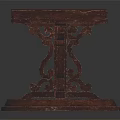 Vintage Wooden Table With Square Top And Intricate Carved Circular Pedestal