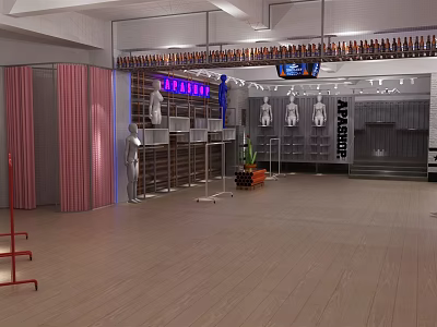 Modern Clothing Store Interior With Mannequins Clothing Racks And MARITHE Display Shelves 3d model