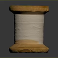 Decorative Wooden And Stone Cylindrical Piece With Polished Wooden Bases And Textured Stone Middle