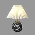 Luxurious Modern Table Lamp With Marble Globe Base Golden Stand And Pleated Lampshade