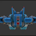 Two Blue Mechanical Robot Characters Standing With Detailed Armor And Weapon Parts