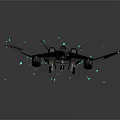 Futuristic Spacecraft With Sleek Gray Design Red Accents And Blue Light Particles