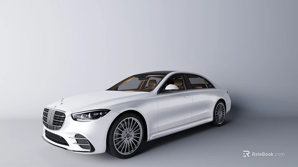 Luxury White Sedan With Sleek Design Large Alloy Wheels And Modern Front Grille 3d model 