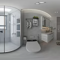 Modern Light Luxury Bathroom With Smart Toilet Glass Shower Enclosure And Illuminated Floating Vanity