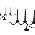 Modern Black Curved Candle Holders With White Straight And Twisted Candles