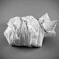 Double Bed With White Pillows And Wrinkled Duvet On Grey Background 3d model