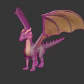 Colorful Dragon Character With Green Body Yellow Purple Wings And Mythical Creature Design
