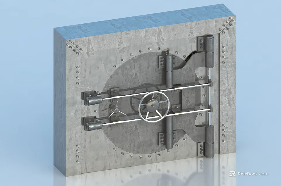 Heavy Duty Security Door With Metal Frame And Mechanical Lock System 3d model 