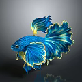 Vibrant Blue And Yellow Betta Fish With Flowy Fins And Gorgeous Appearance