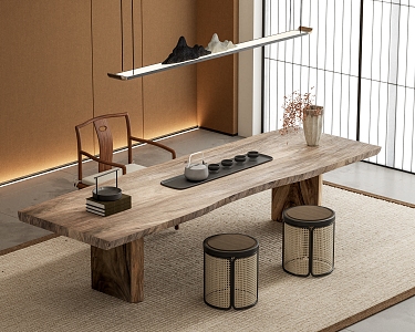 New Chinese Tea Table and Chair Combination 3d model