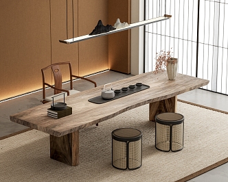 New Chinese Tea Table and Chair Combination 3d model