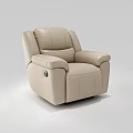 Modern Beige Leather Reclining Sofa Set With Three Seater And Single Chair
