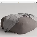 Comfortable Brown And Gray Ottoman With Striped Blanket For Living Room